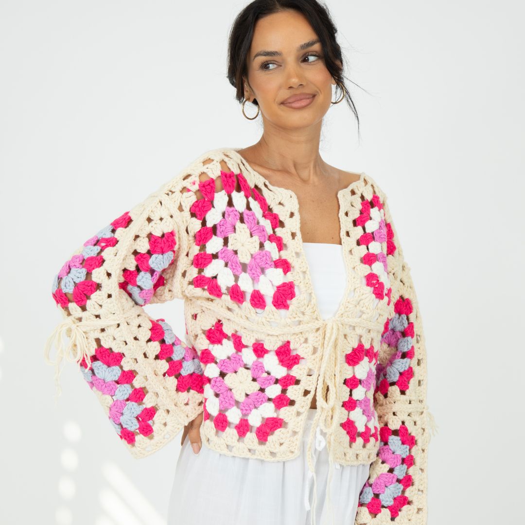 Cardigan bohème fait main