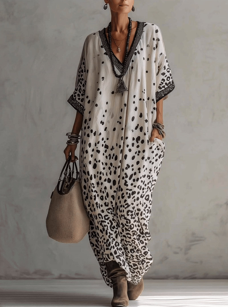 Roxane Flowing Animal-Print Dress