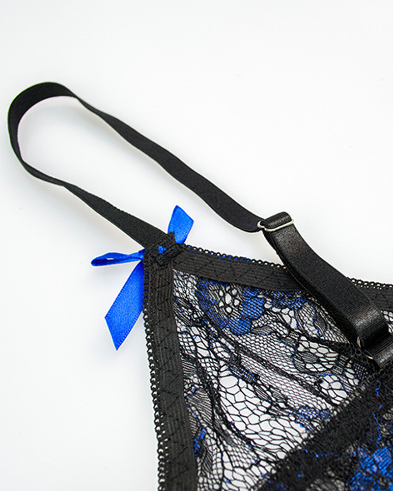 Ensemble de chemise de nuit sexy en maille transparente brodée de motifs floraux
