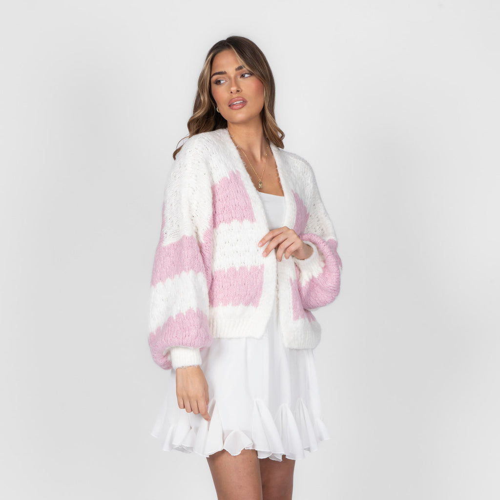 Cardigan oversize à rayures audacieuses