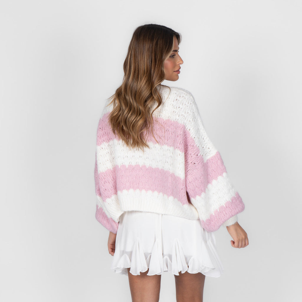 Cardigan oversize à rayures audacieuses