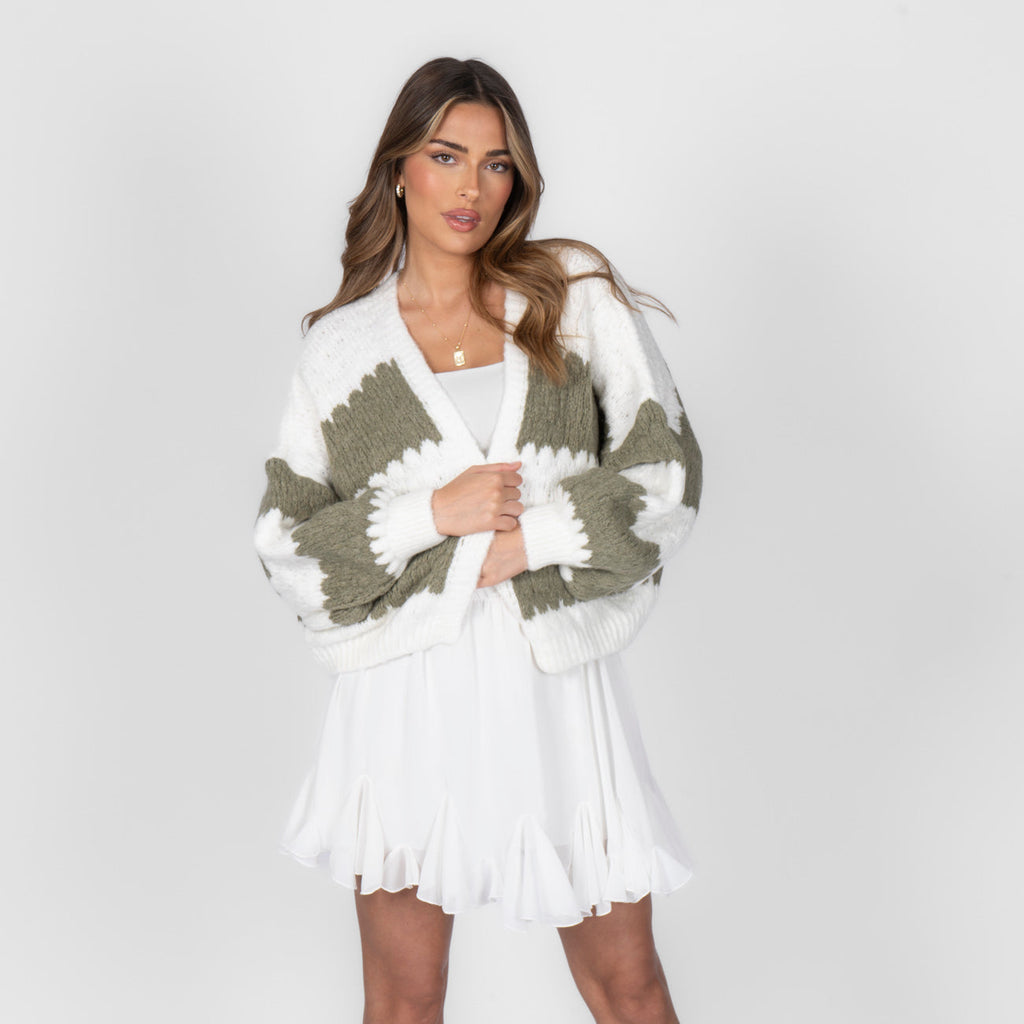 Cardigan oversize à rayures audacieuses