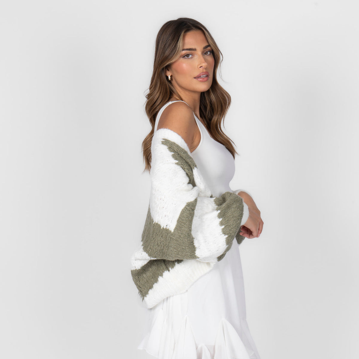 Cardigan oversize à rayures audacieuses