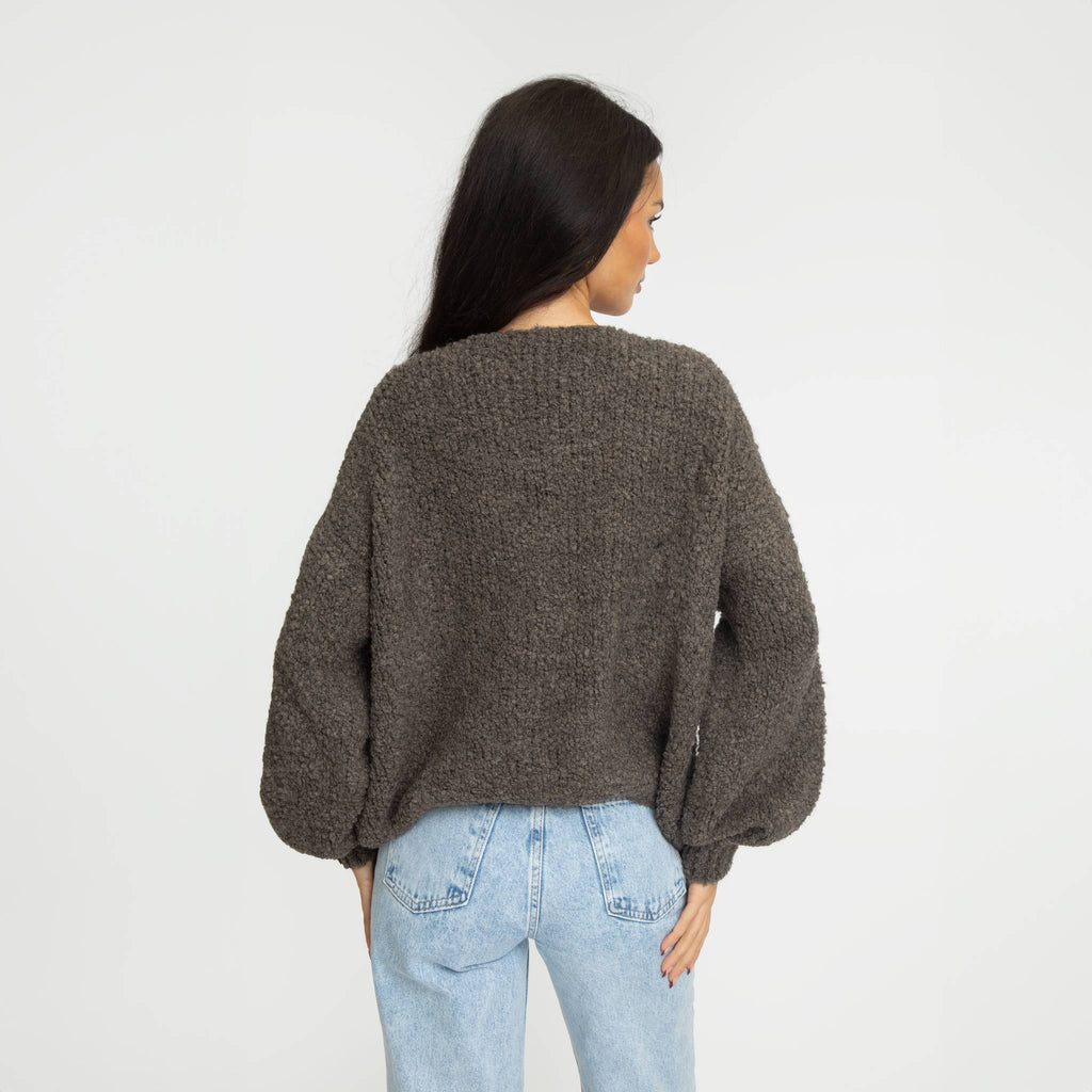 Cardigan oversize en bouclé avec liens à nouer