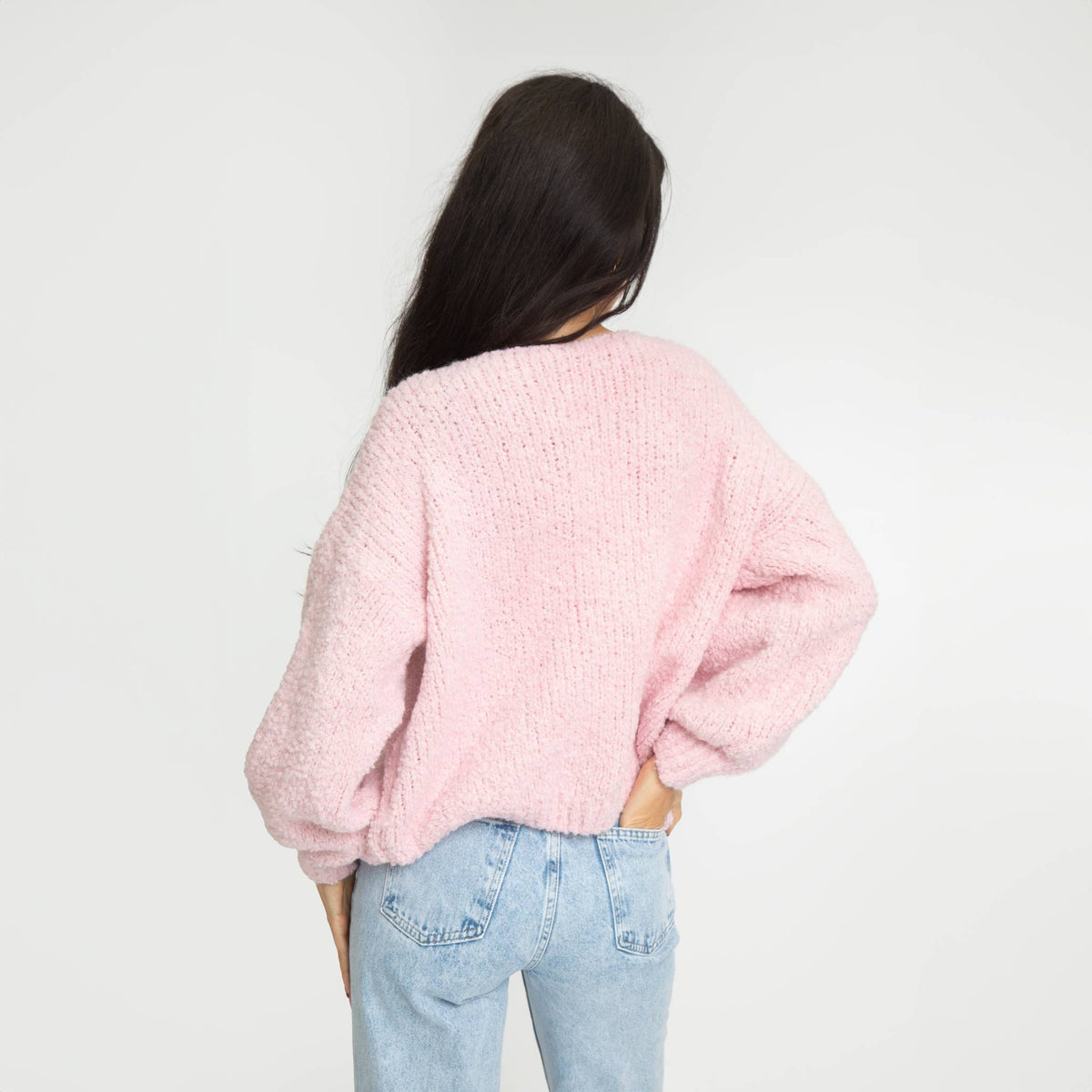 Cardigan oversize en bouclé avec liens à nouer