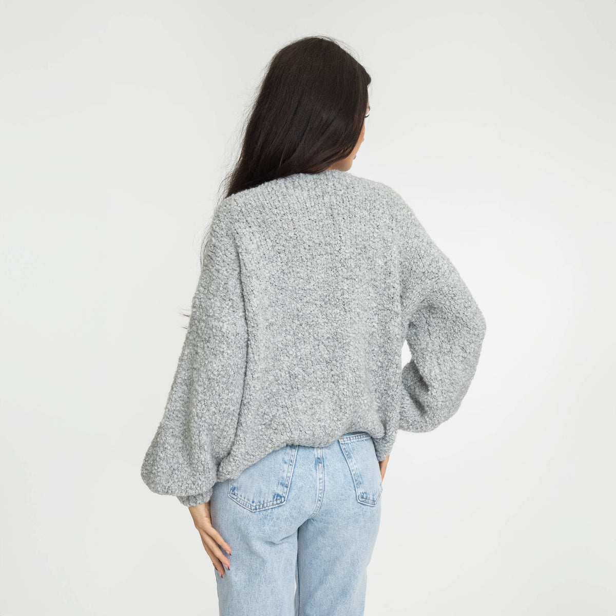 Cardigan oversize en bouclé avec liens à nouer