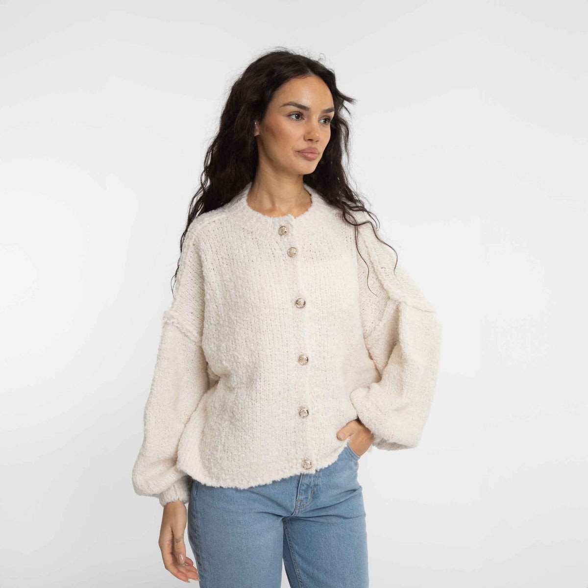 Cardigan oversize court en bouclé « CozyGlam »
