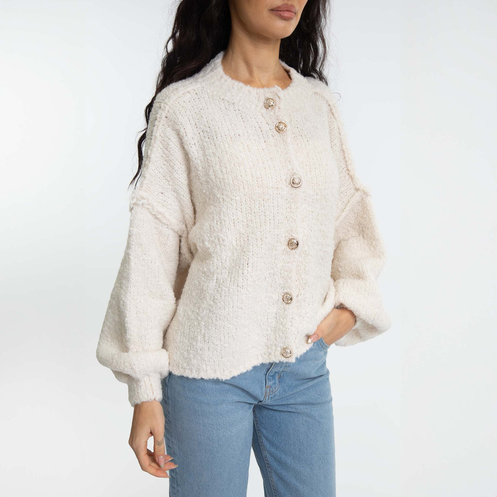 Cardigan oversize court en bouclé « CozyGlam »