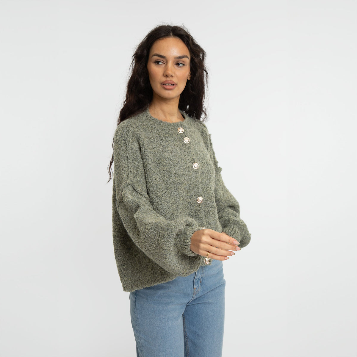 Cardigan oversize court en bouclé « CozyGlam »