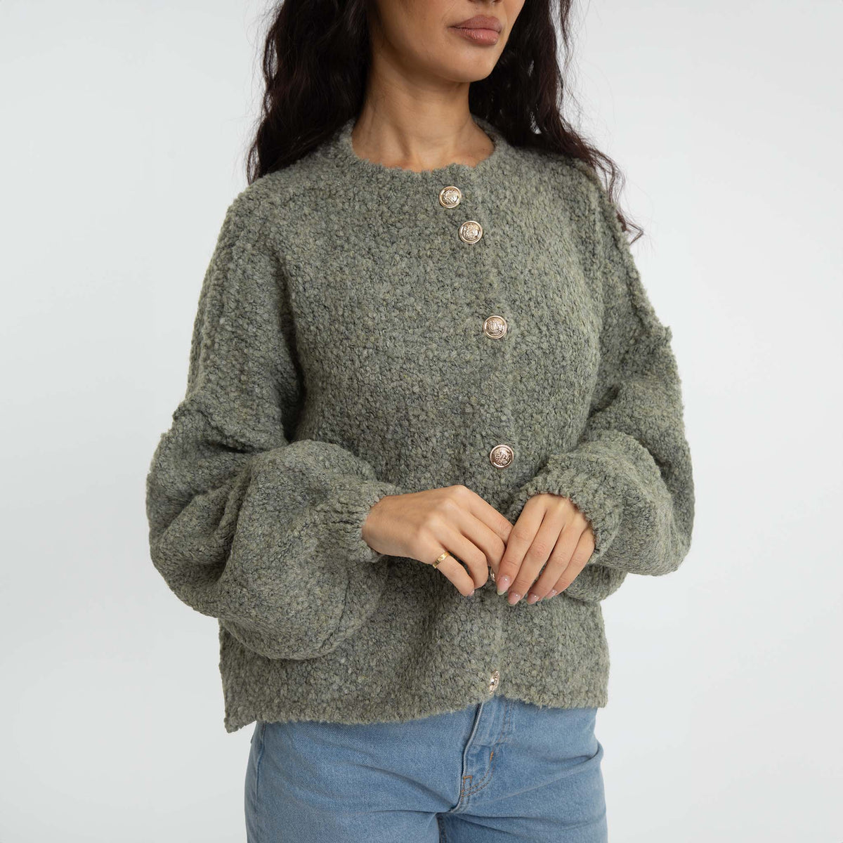 Cardigan oversize court en bouclé « CozyGlam »