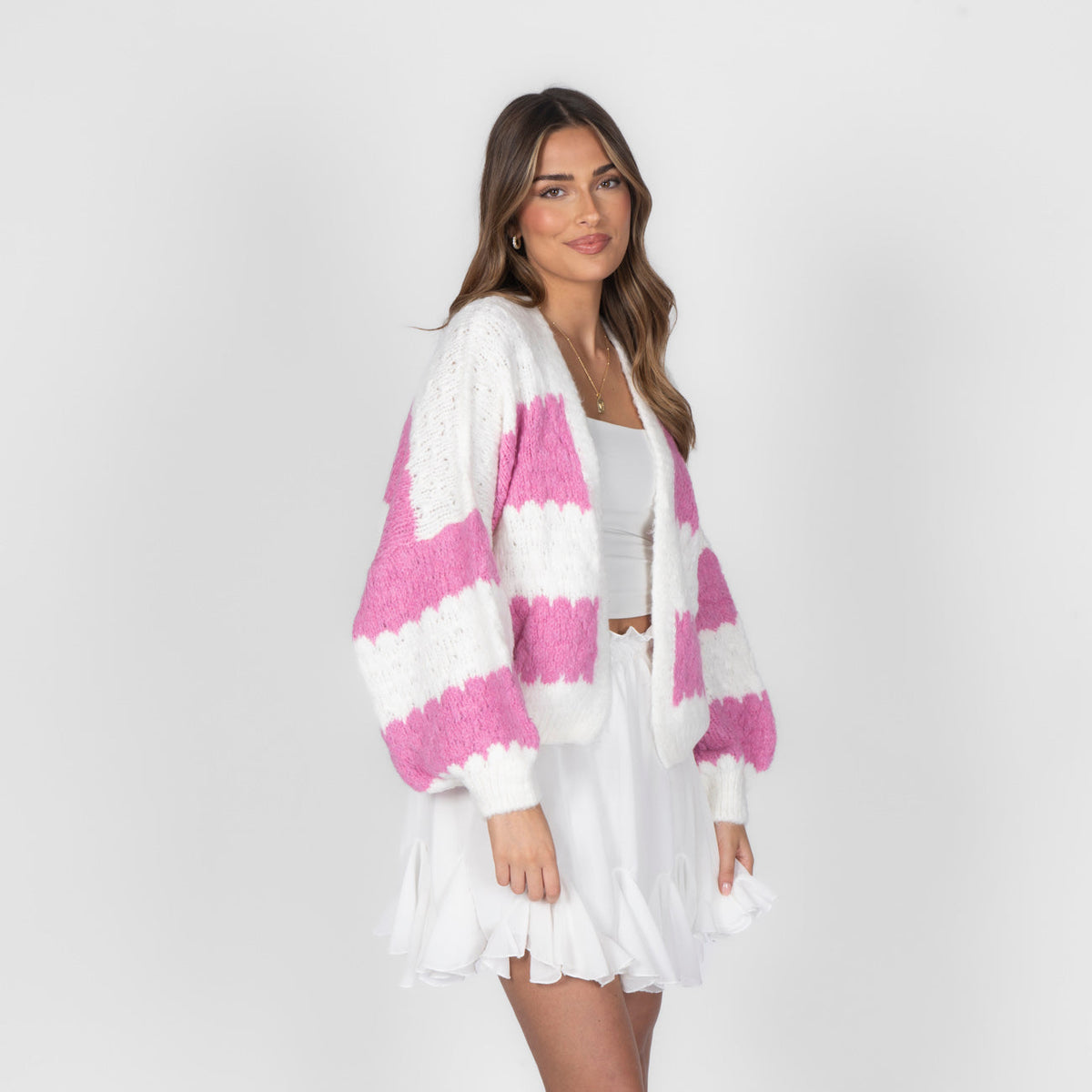 Cardigan oversize à rayures audacieuses