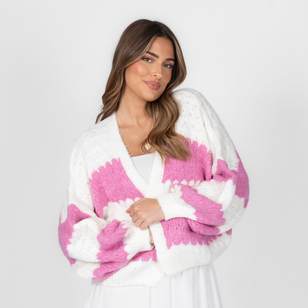 Cardigan oversize à rayures audacieuses