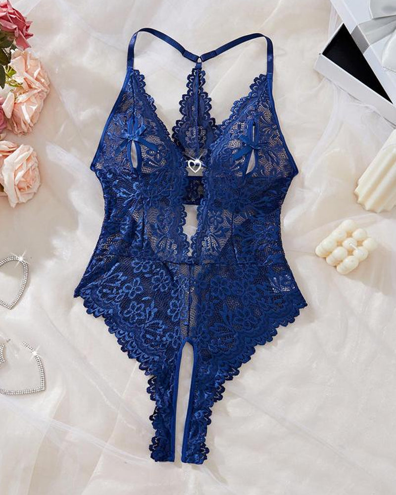 Pyjama body sexy en dentelle pour femme