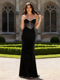 Robe noire longue sans manches avec strass scintillants