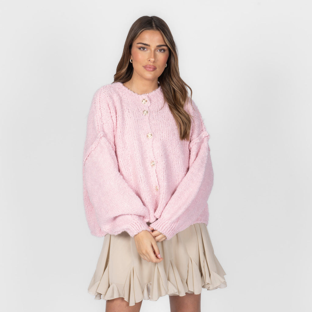 Cardigan oversize court en bouclé « CozyGlam »