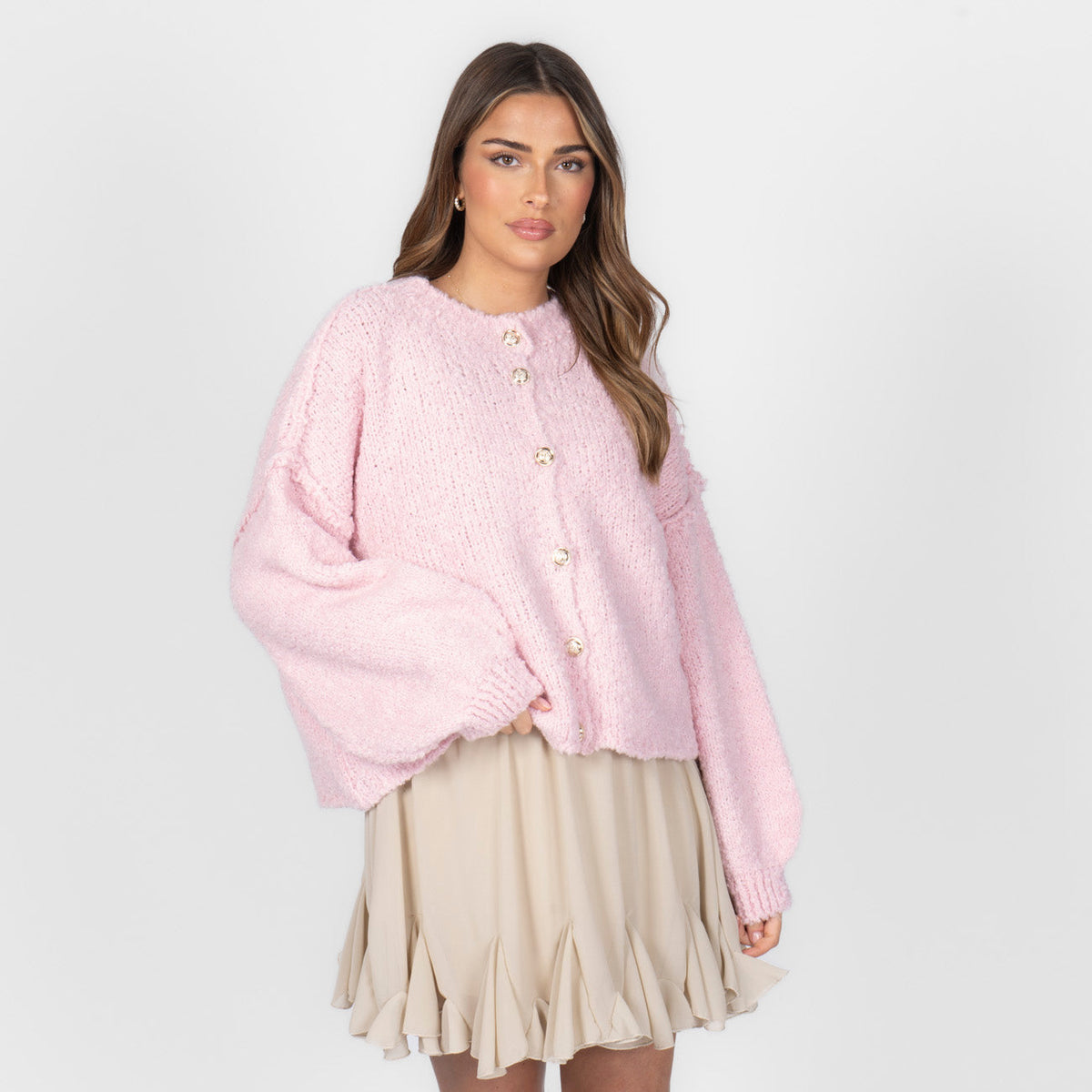 Cardigan oversize court en bouclé « CozyGlam »