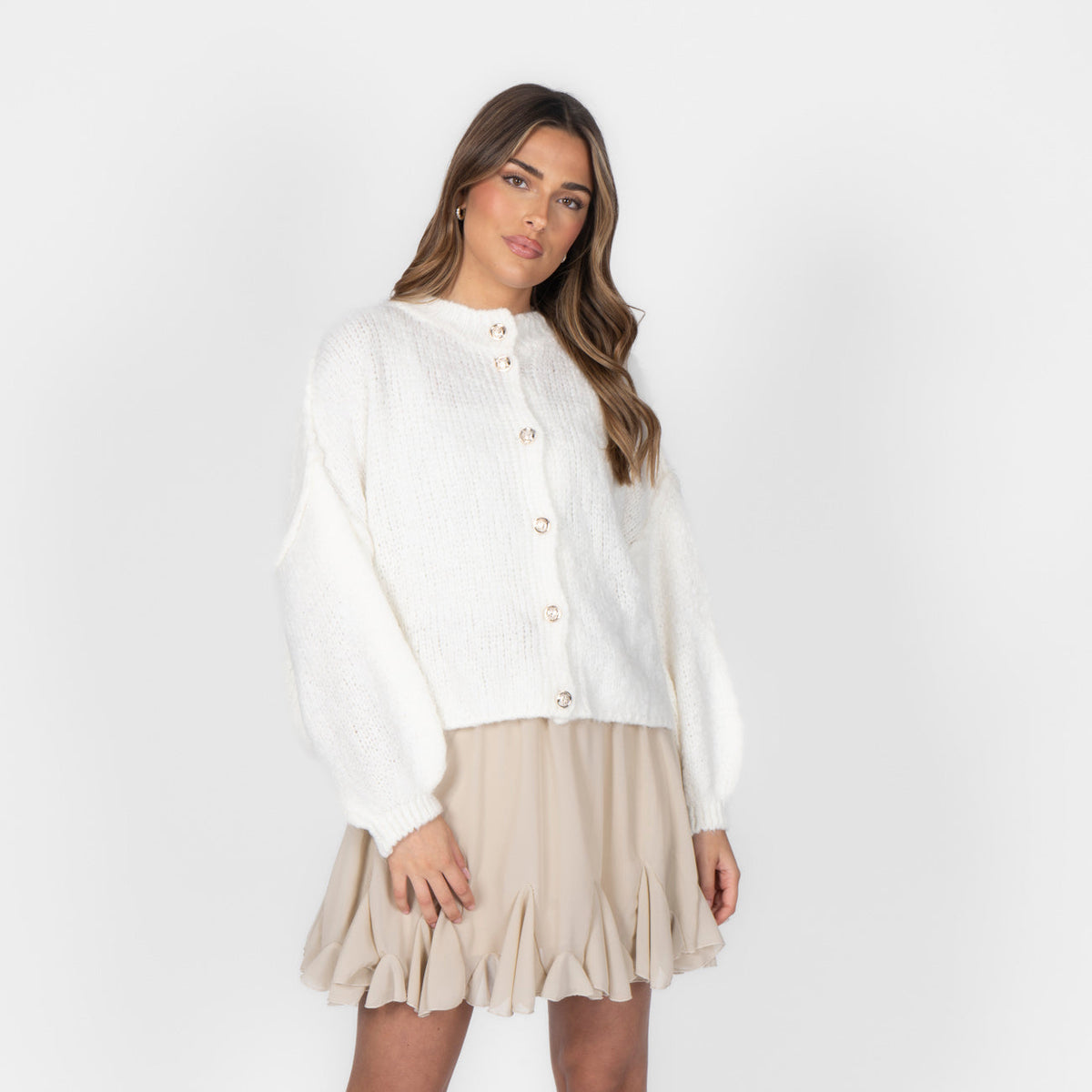 Cardigan oversize court en bouclé « CozyGlam »