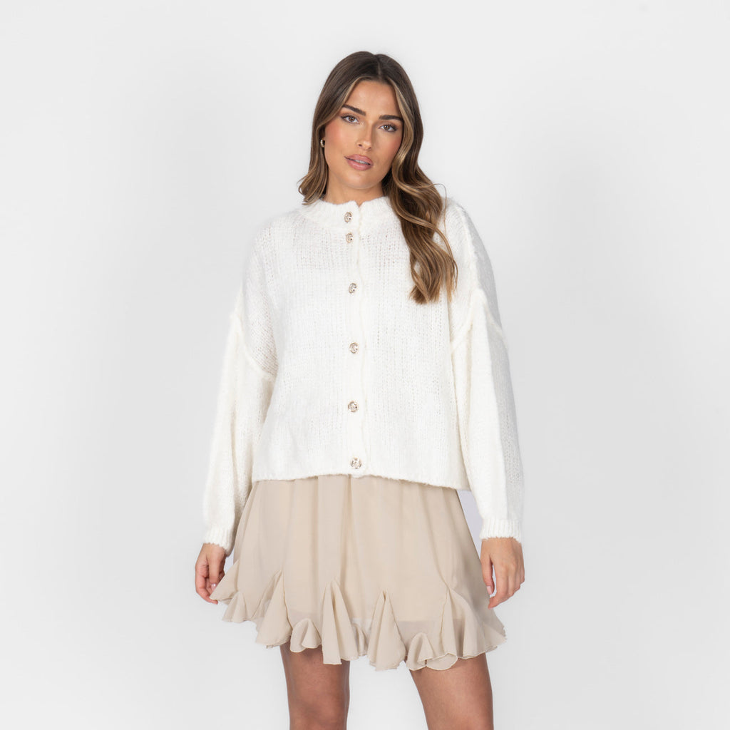 Cardigan oversize court en bouclé « CozyGlam »