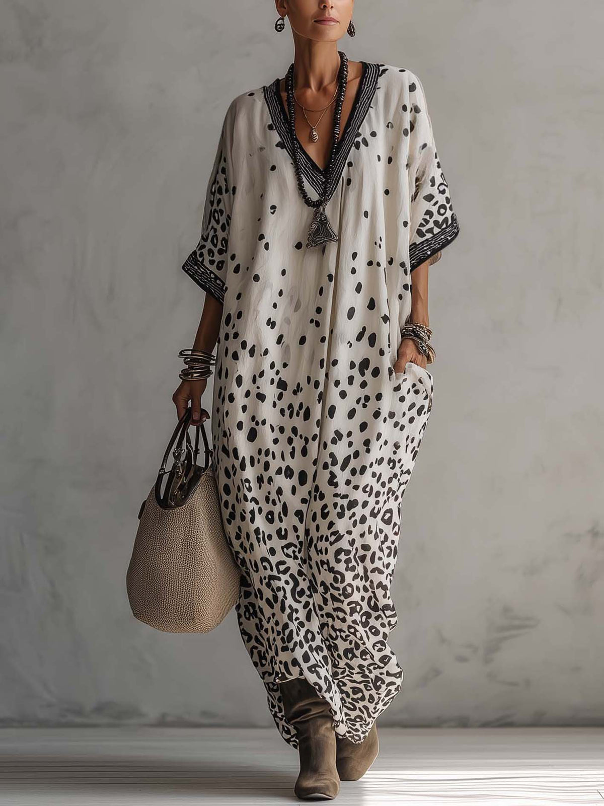Roxane Flowing Animal-Print Dress