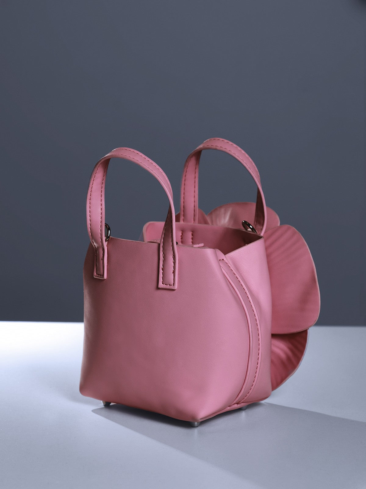 Sac en cuir rose à motif floral