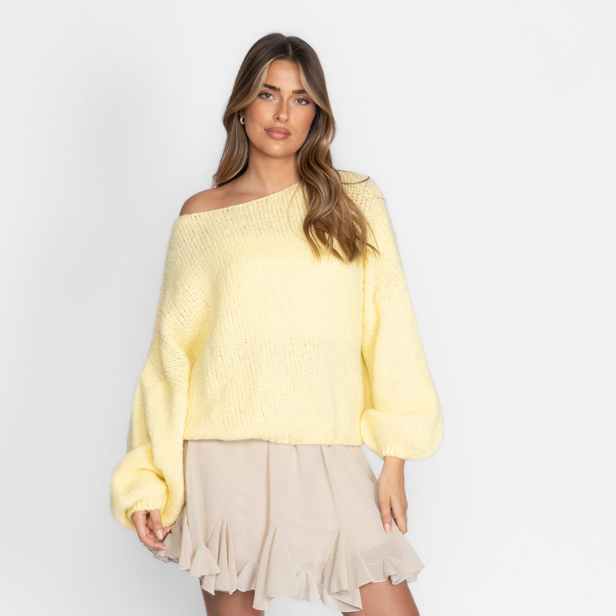 Pull décontracté à épaules dénudées