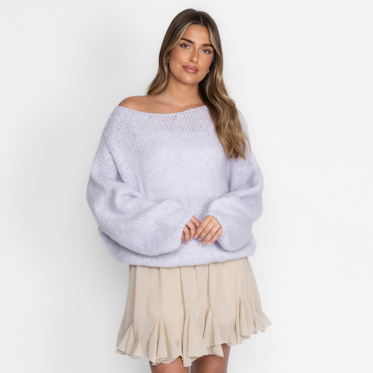 Pull décontracté à épaules dénudées