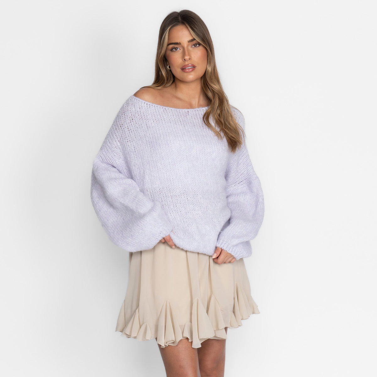 Pull décontracté à épaules dénudées