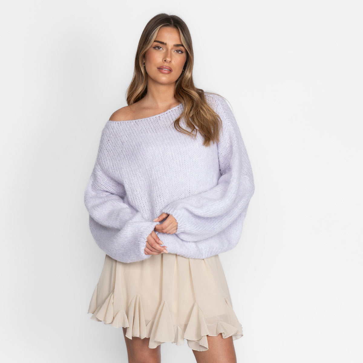 Pull décontracté à épaules dénudées
