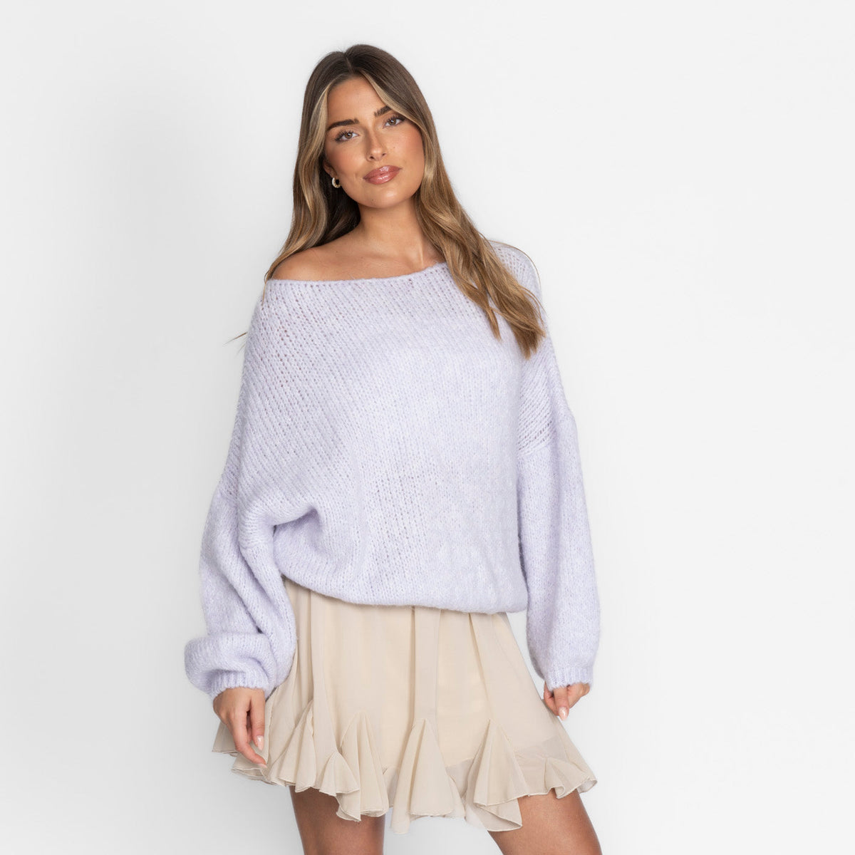 Pull décontracté à épaules dénudées