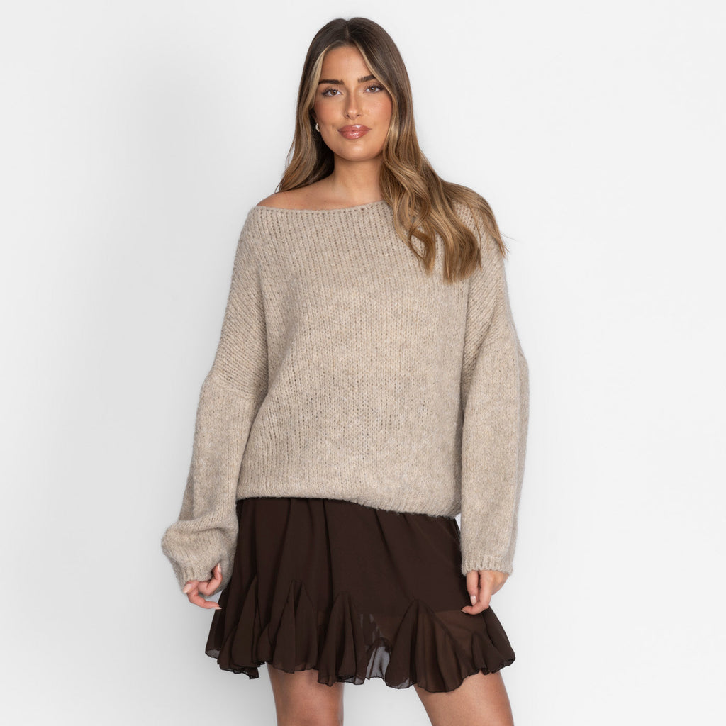 Pull décontracté à épaules dénudées