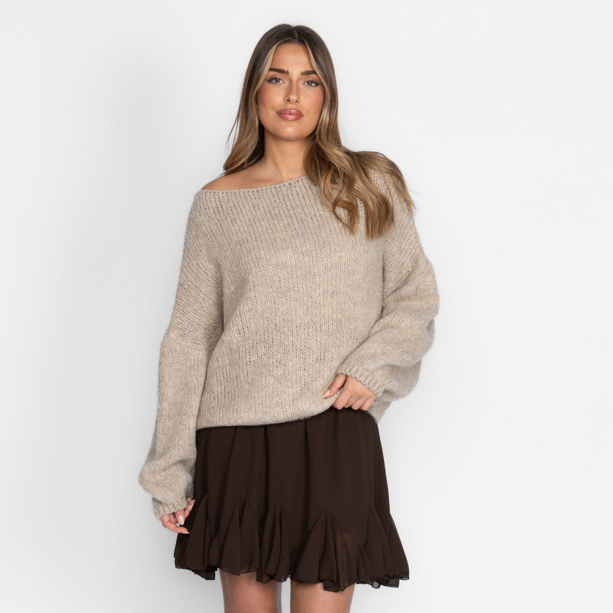 Pull décontracté à épaules dénudées