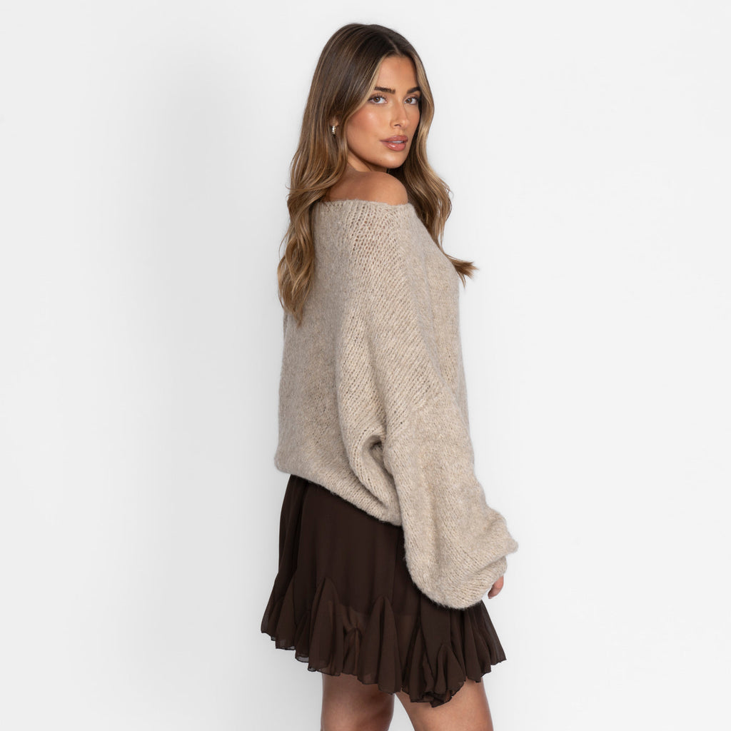 Pull décontracté à épaules dénudées