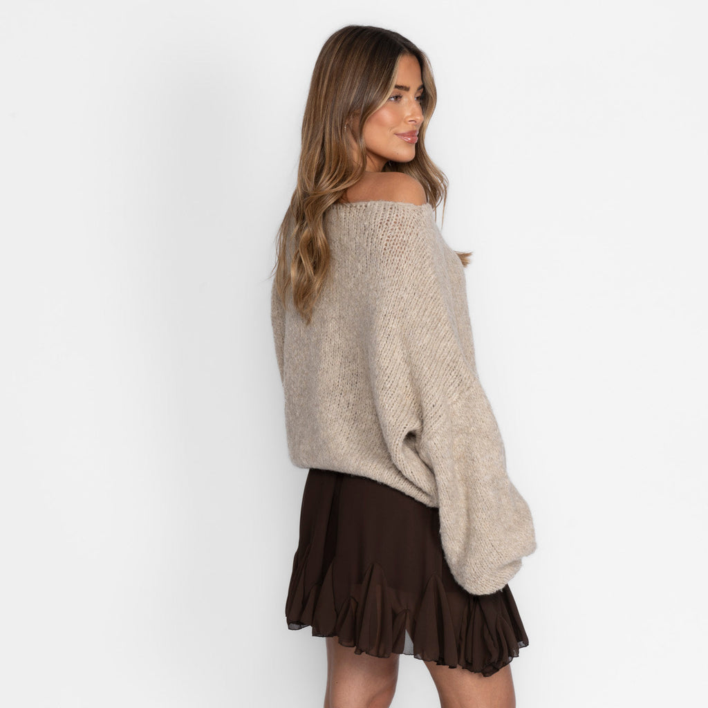 Pull décontracté à épaules dénudées