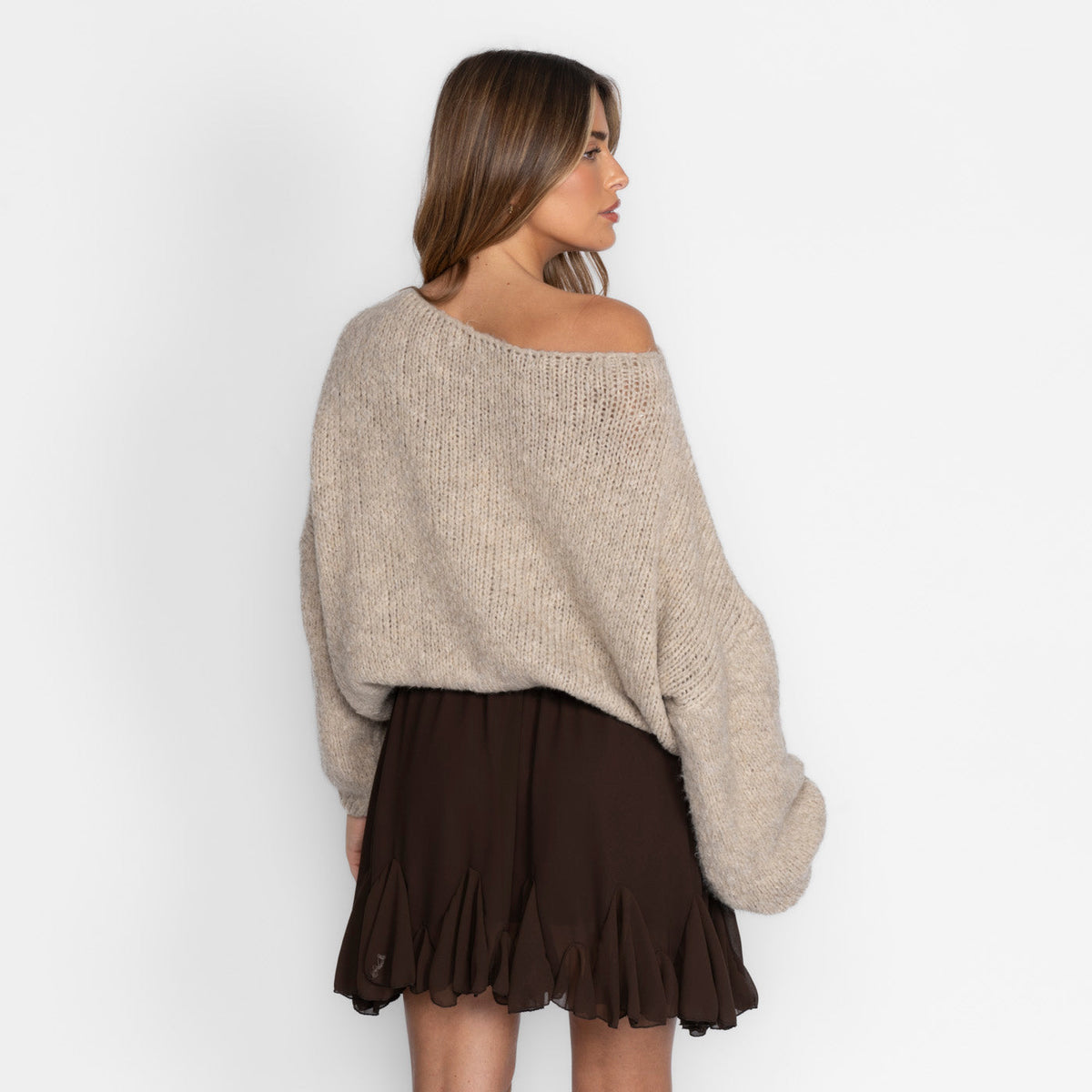 Pull décontracté à épaules dénudées