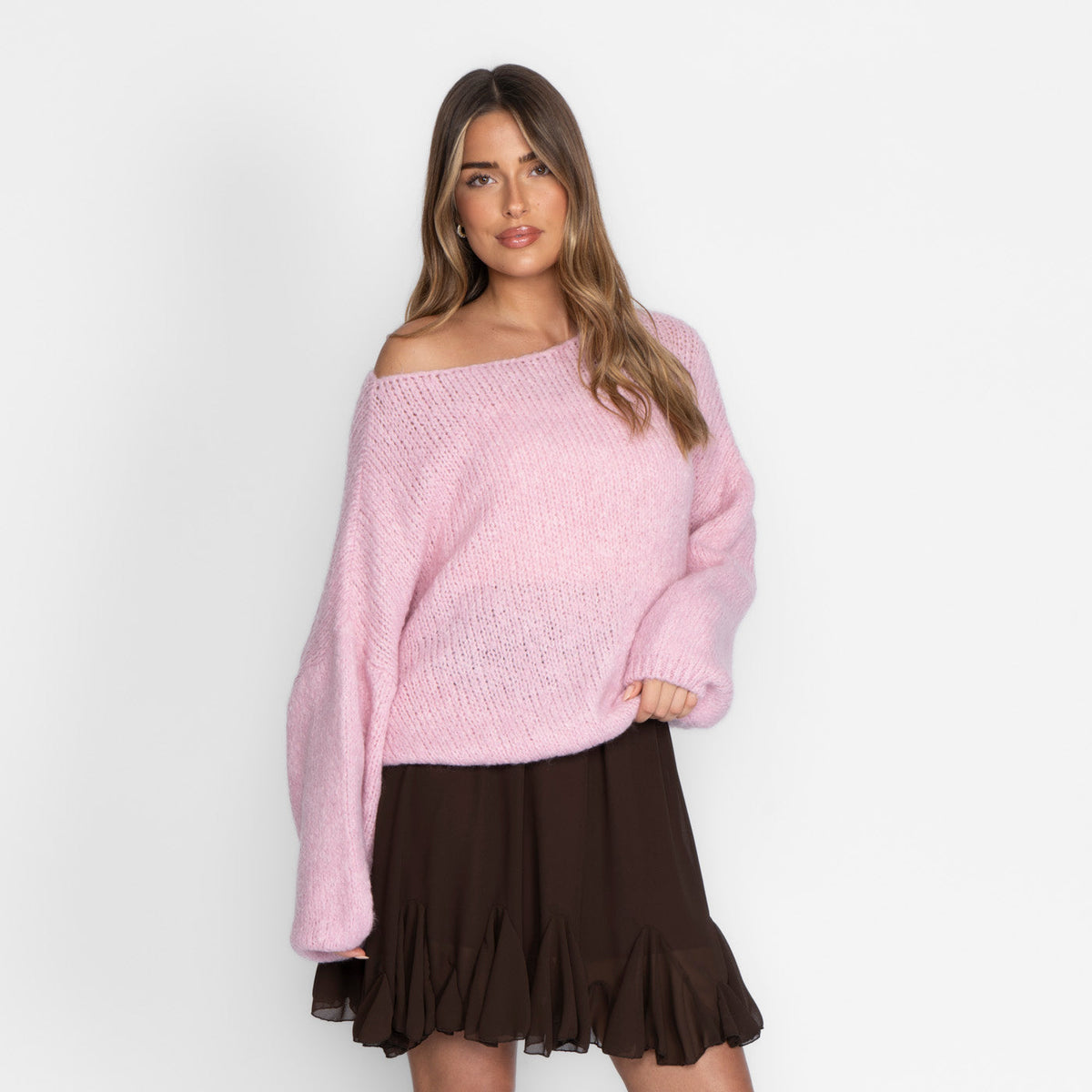 Pull décontracté à épaules dénudées