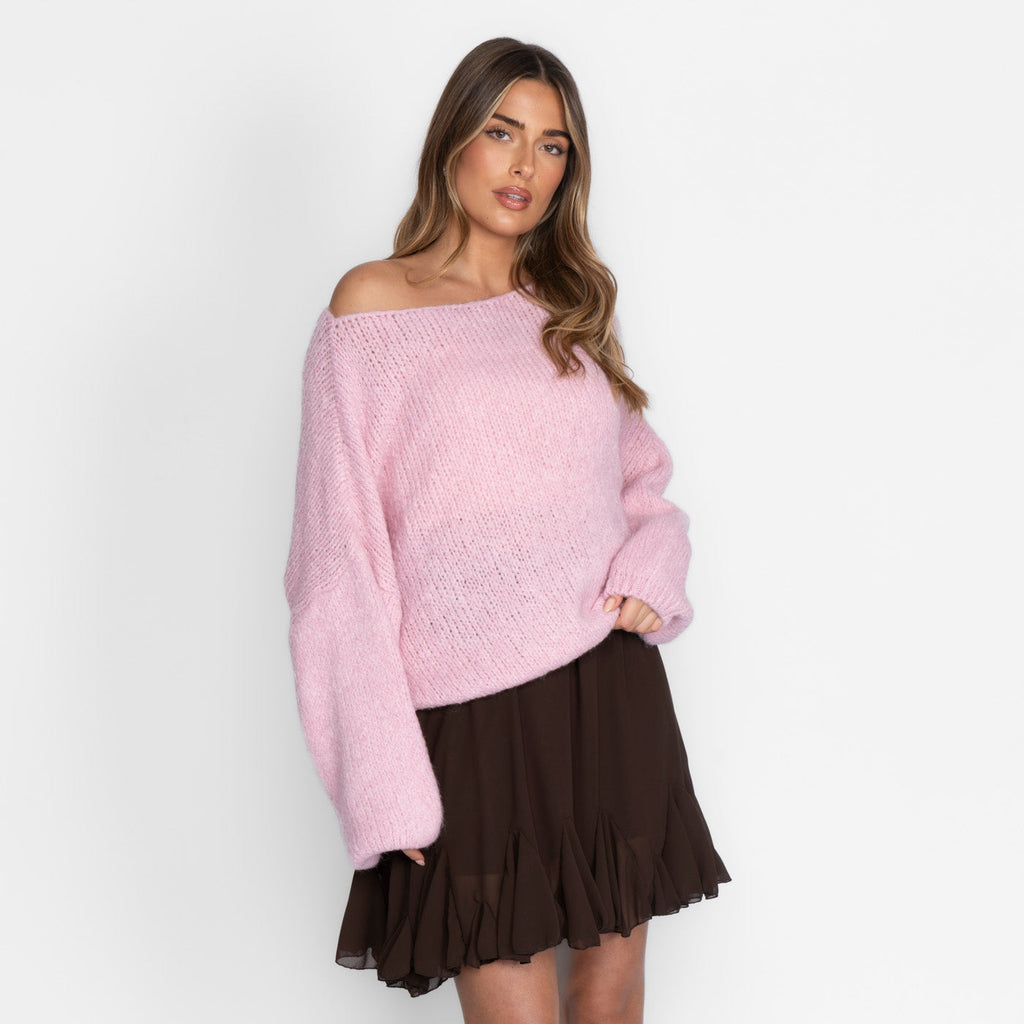 Pull décontracté à épaules dénudées