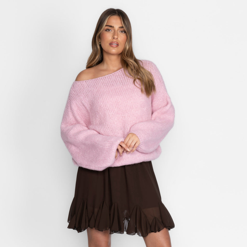 Pull décontracté à épaules dénudées