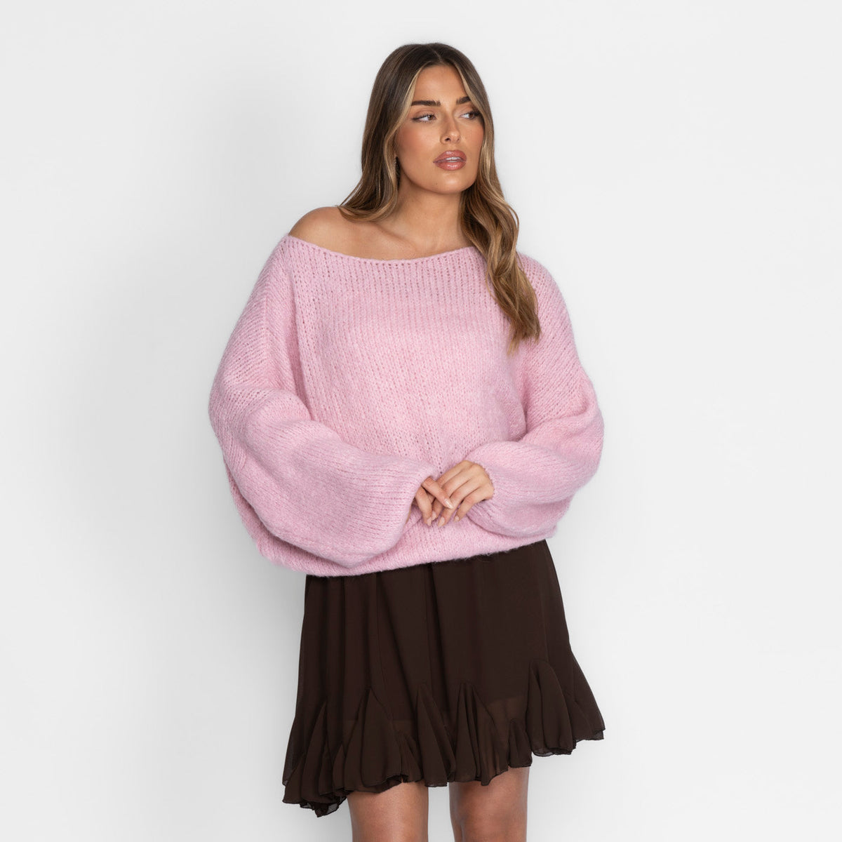 Pull décontracté à épaules dénudées