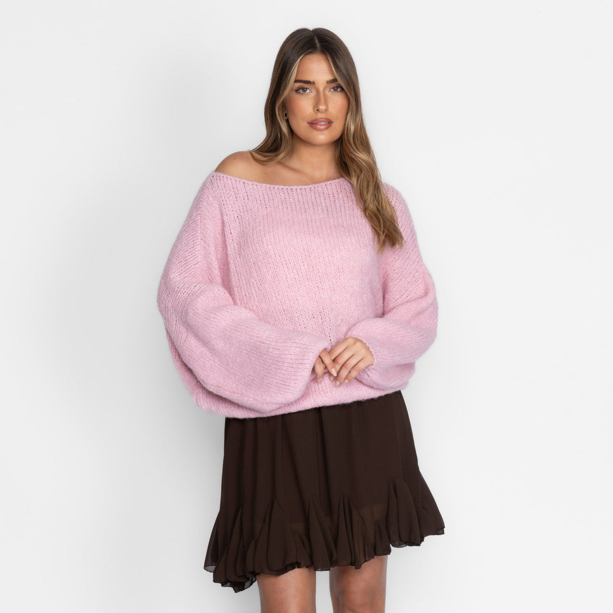 Pull décontracté à épaules dénudées