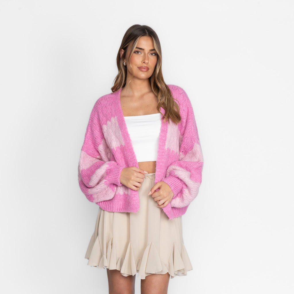 Cardigan oversize à rayures audacieuses