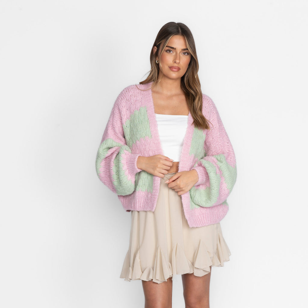 Cardigan oversize à rayures audacieuses