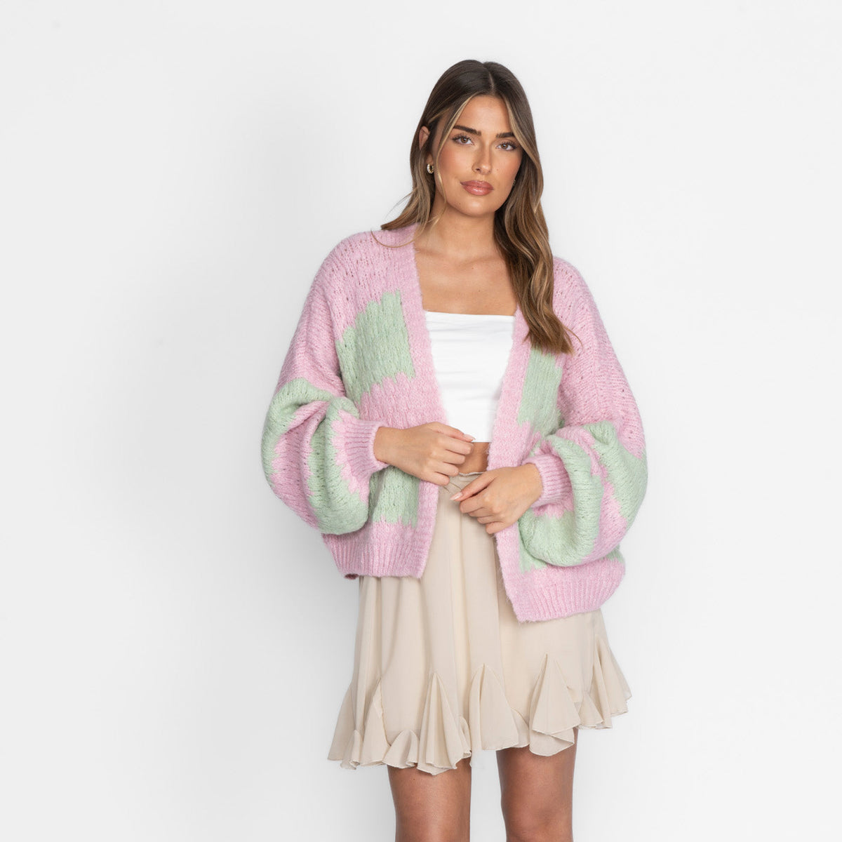 Cardigan oversize à rayures audacieuses