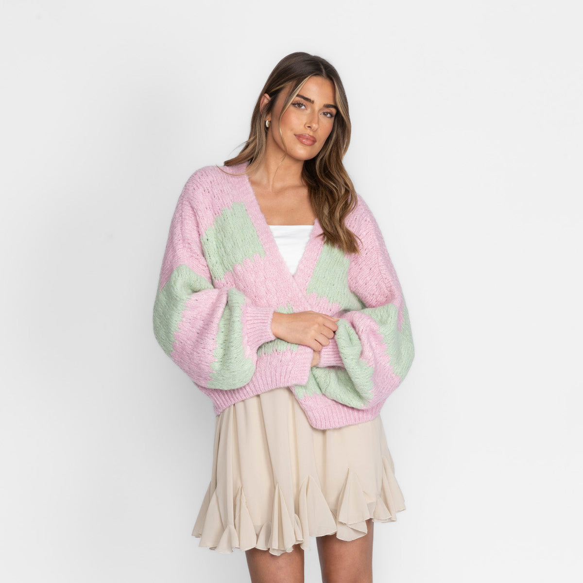 Cardigan oversize à rayures audacieuses