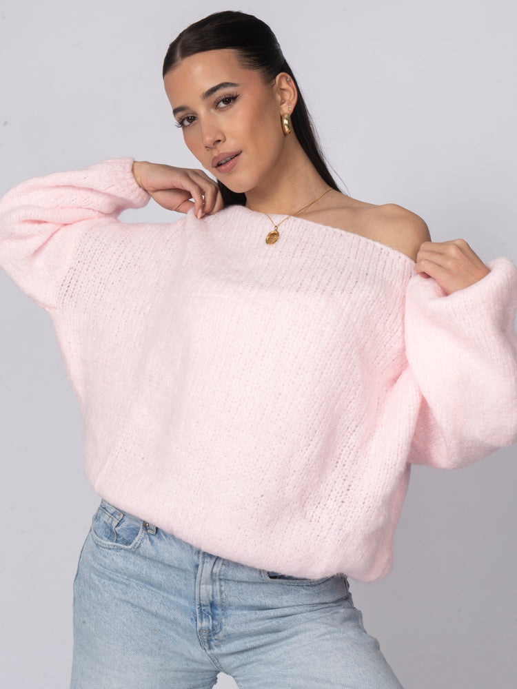 Pull décontracté à épaules dénudées