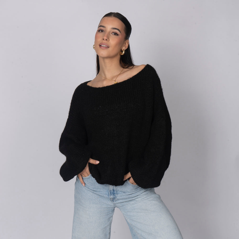Pull décontracté à épaules dénudées