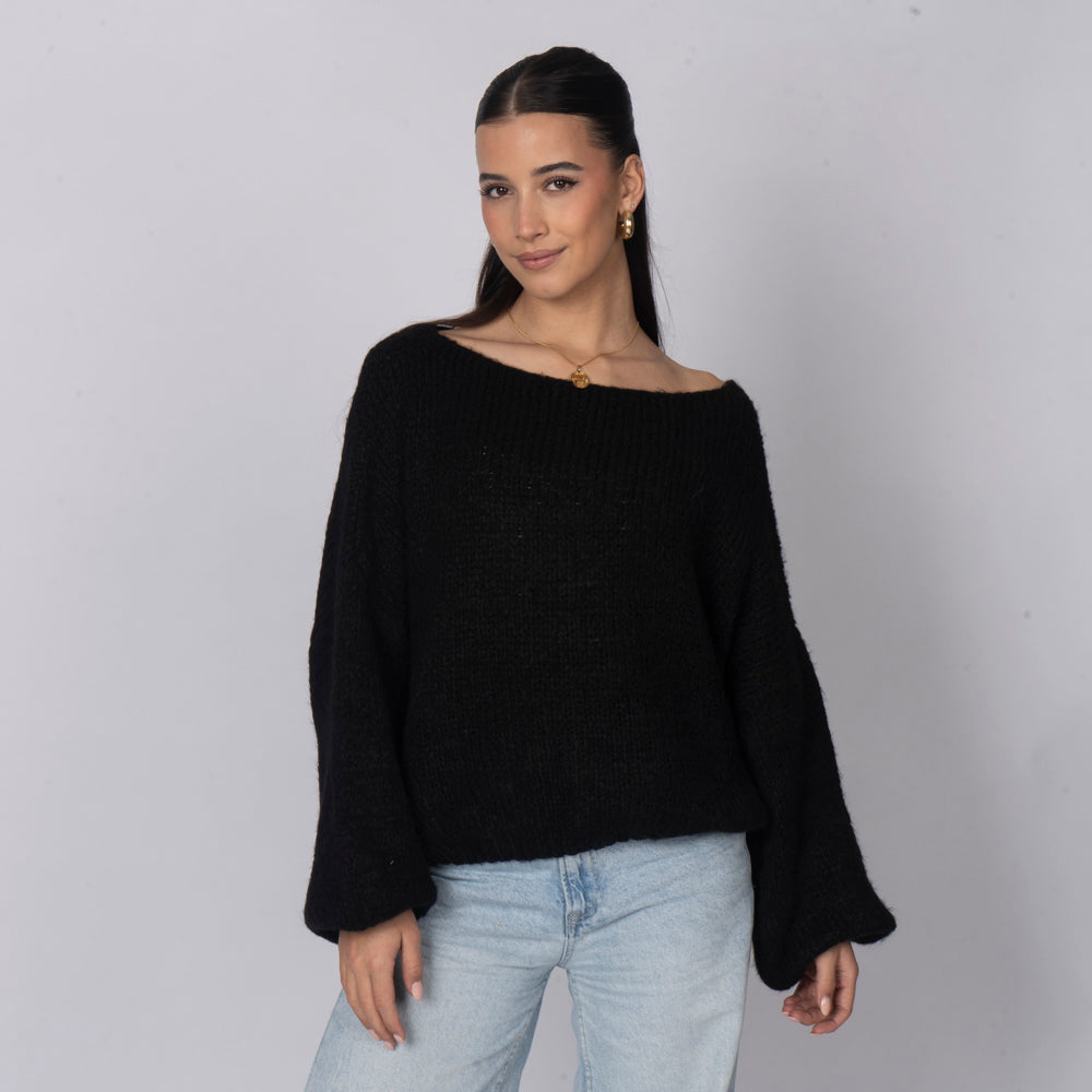 Pull décontracté à épaules dénudées