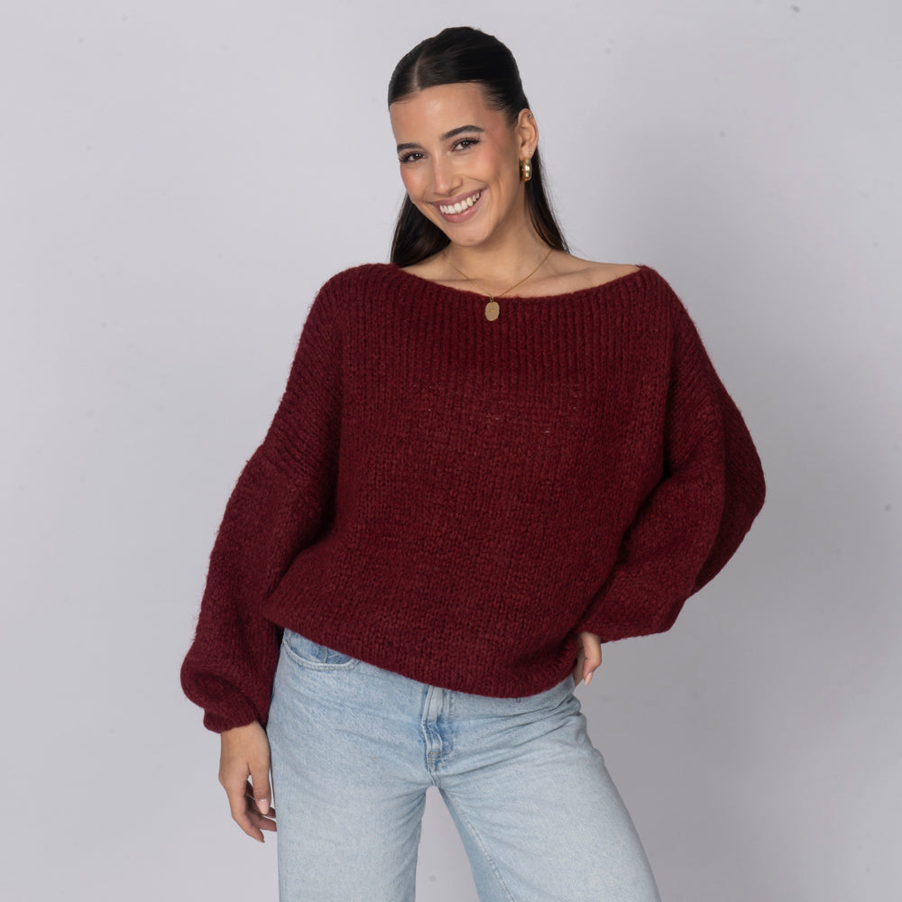 Pull décontracté à épaules dénudées