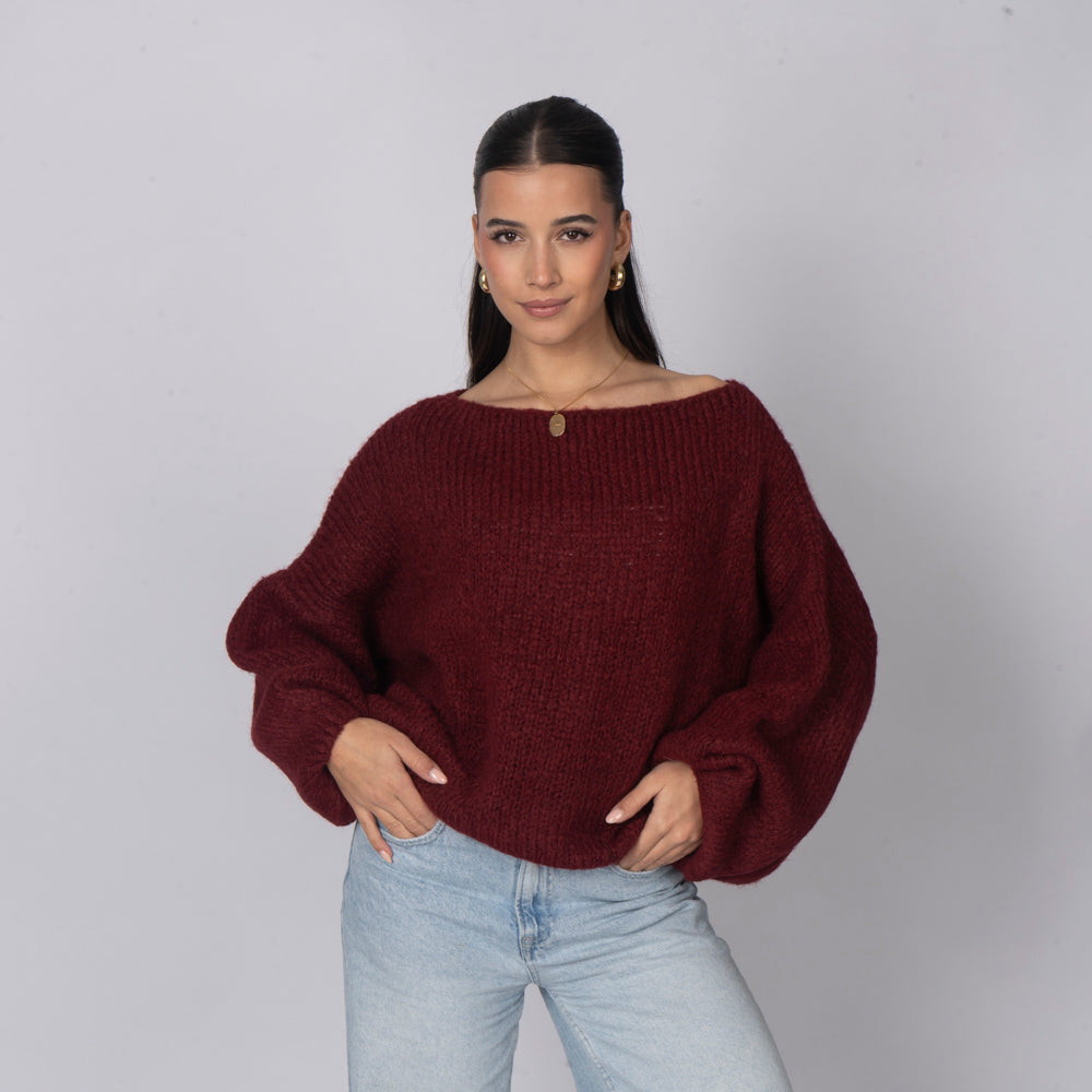 Pull décontracté à épaules dénudées