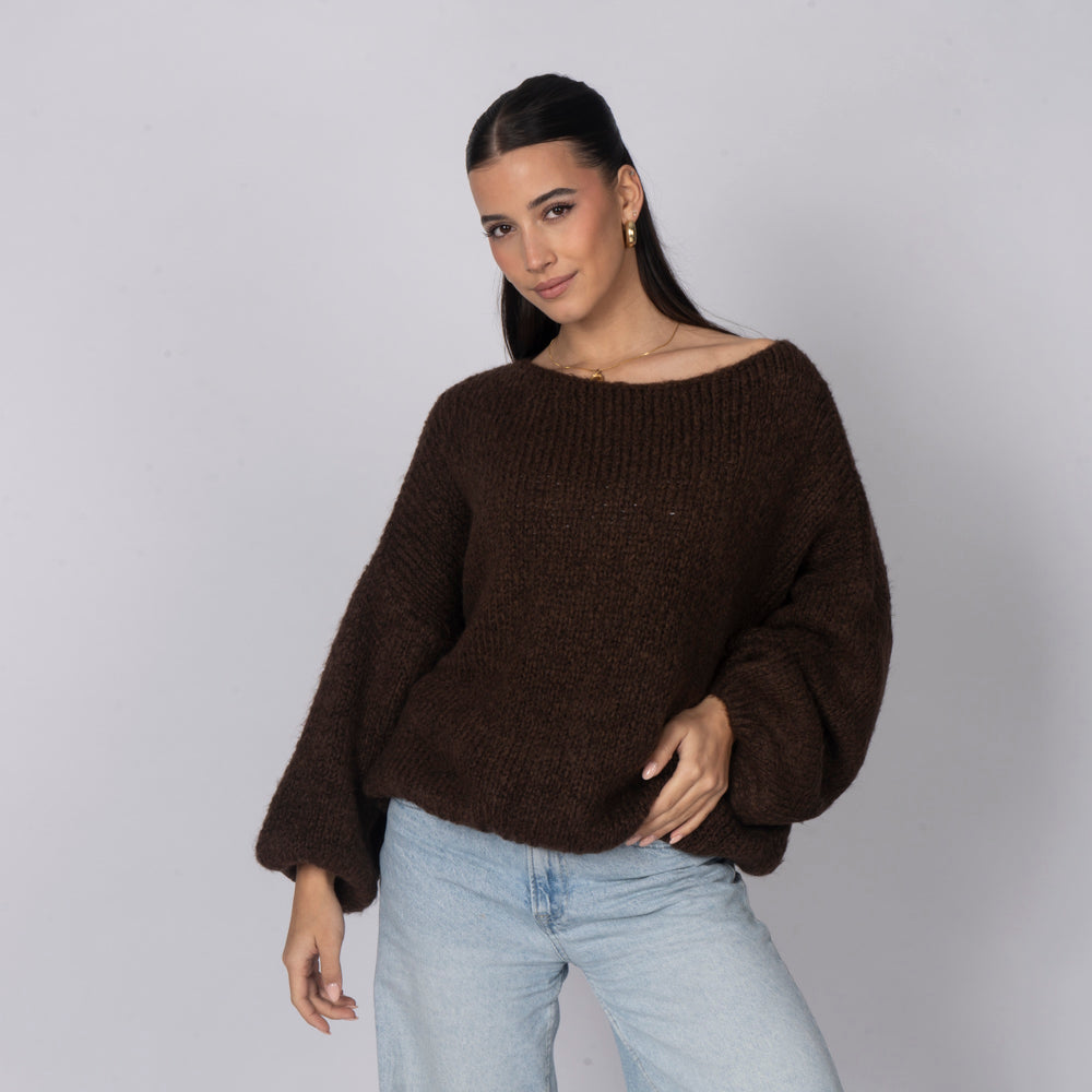 Pull décontracté à épaules dénudées