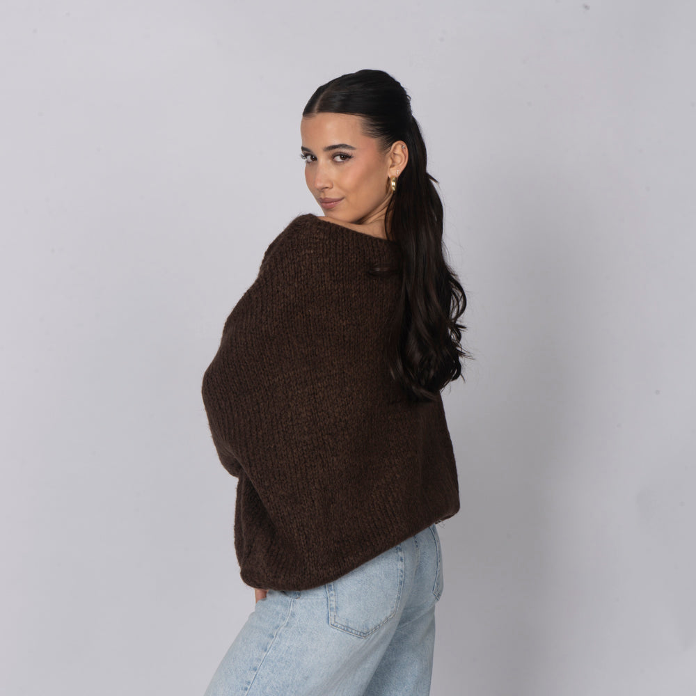 Pull décontracté à épaules dénudées